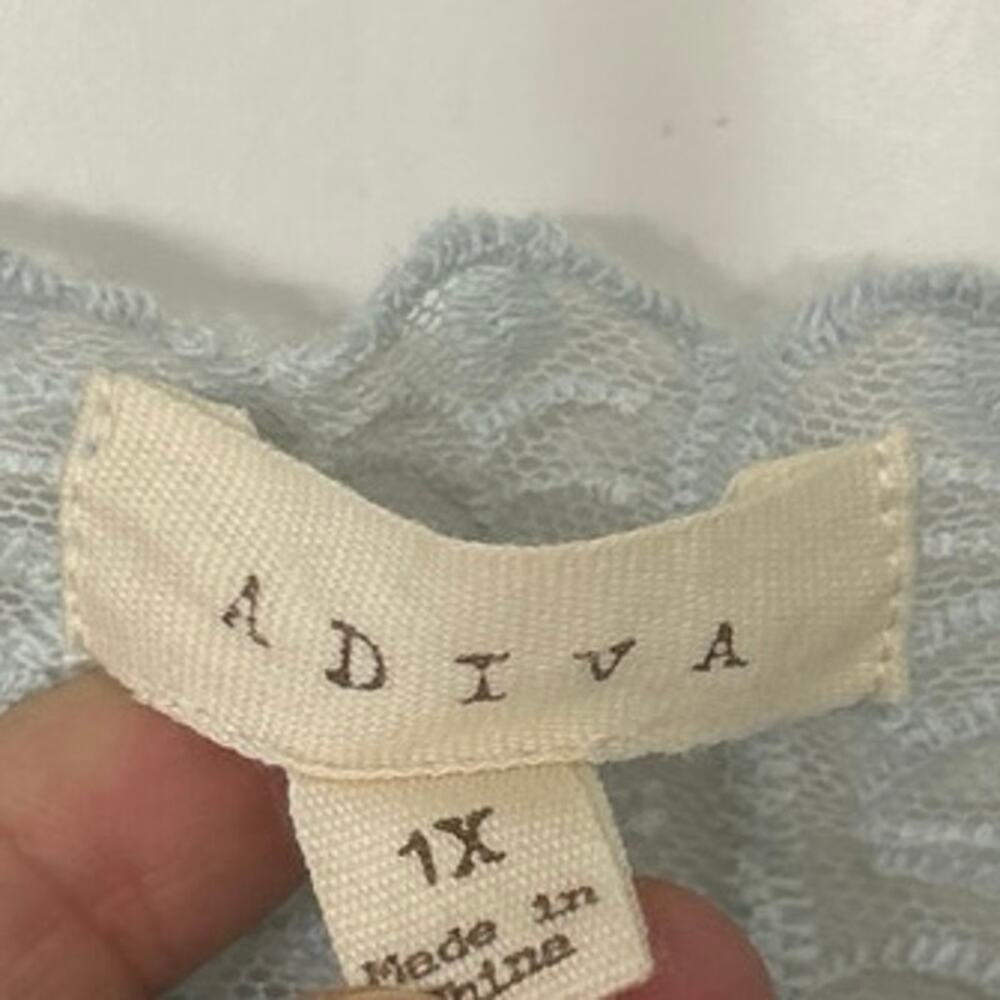 Adiva Blue Gray Ombre Mesh Embroidered Blouse 1X Whimsical Fairy - Picture 10 of 12